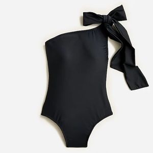 Bow one-shoulder one-piece